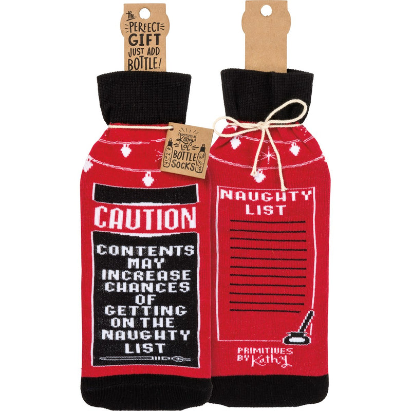 Naughty List Caution Bottle Sock (Pack of 6)