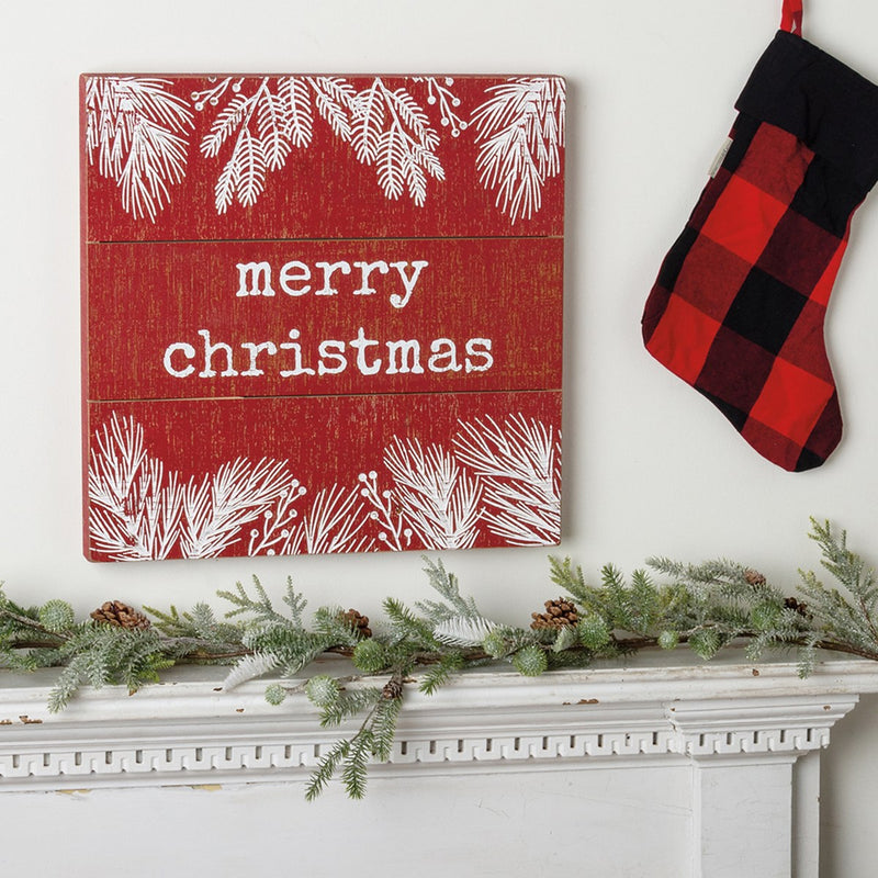 Nordic Merry Christmas Slat Box Sign (Pack of 2)