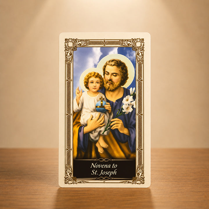 St. Joseph Novena Prayer Card with Saint Joseph and Child Jesus