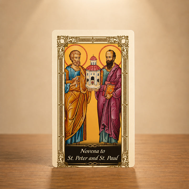 St. Peter and St. Paul Prayer Card with sacred artwork of both apostles