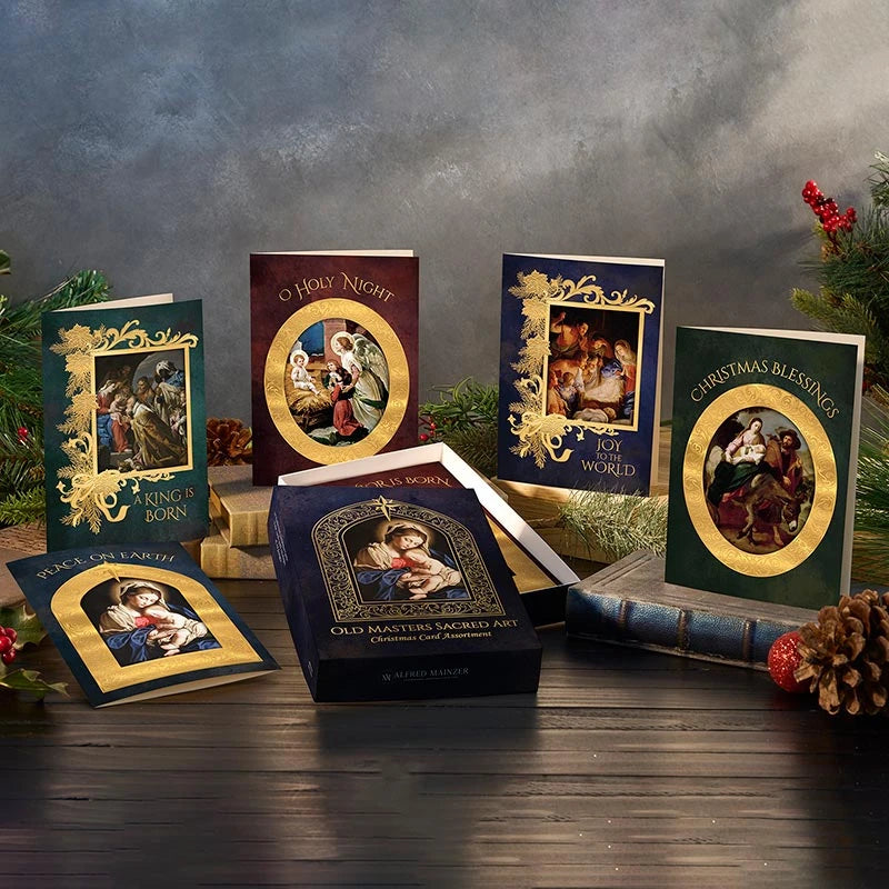 Old Masters 5 x 7 Christmas cards with classic religious art for Catholic families, parishes, and holiday greetings.