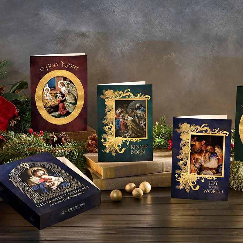 Old Masters 5 x 7 Christmas cards with classic religious art for Catholic families, parishes, and holiday greetings.