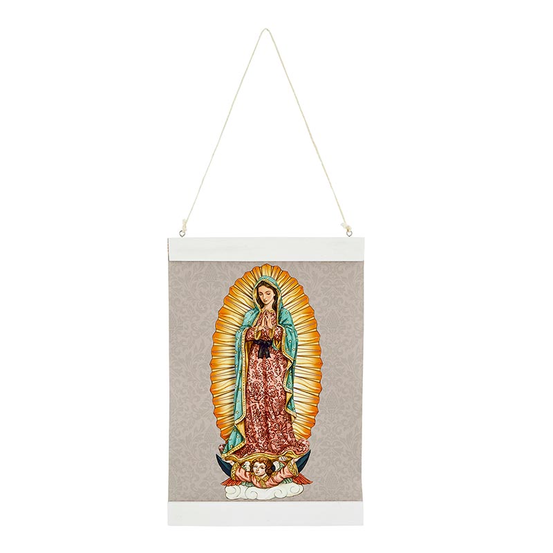 Our Lady Of Guadalupe Canvas Wall Hang - Gray Background