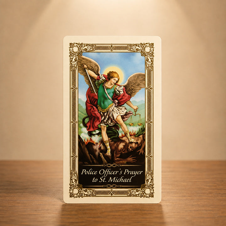 Police Officer's Prayer to St. Michael card with Saint Michael sacred artwork