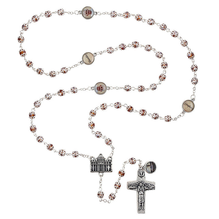 Pope Francis Topaz Rosary with crystal beads, Saint Peter&