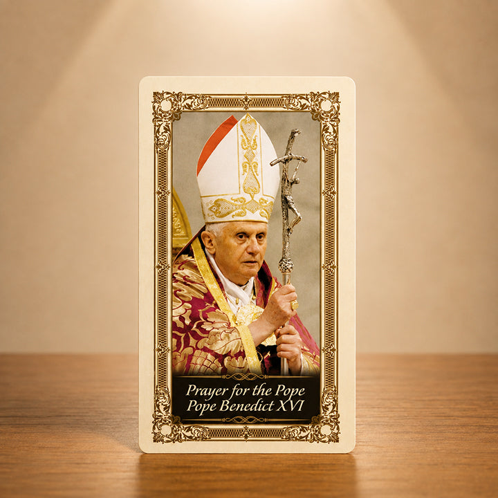 Pope Benedict XVI laminated Catholic prayer card with papal portrait