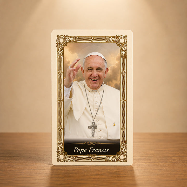 Praying With Your Five Fingers prayer card featuring Pope Francis