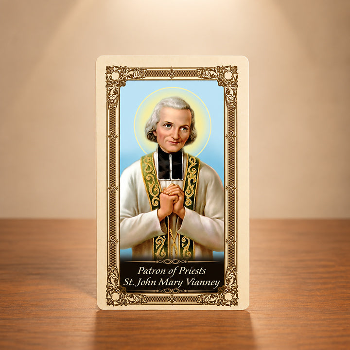 St. John Mary Vianney laminated Catholic prayer card patron of priests
