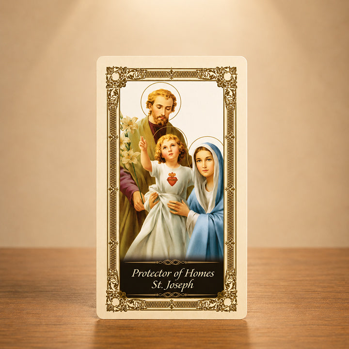 St. Joseph Prayer Card with Holy Family Jesus and Mary