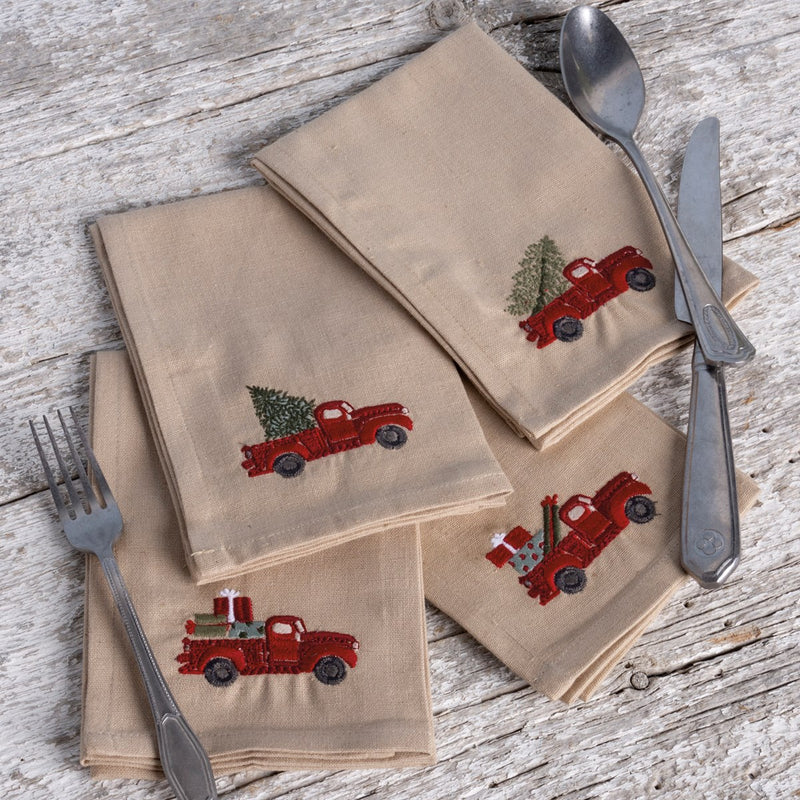 Red Truck With Tree Napkin Set (Set of 4)