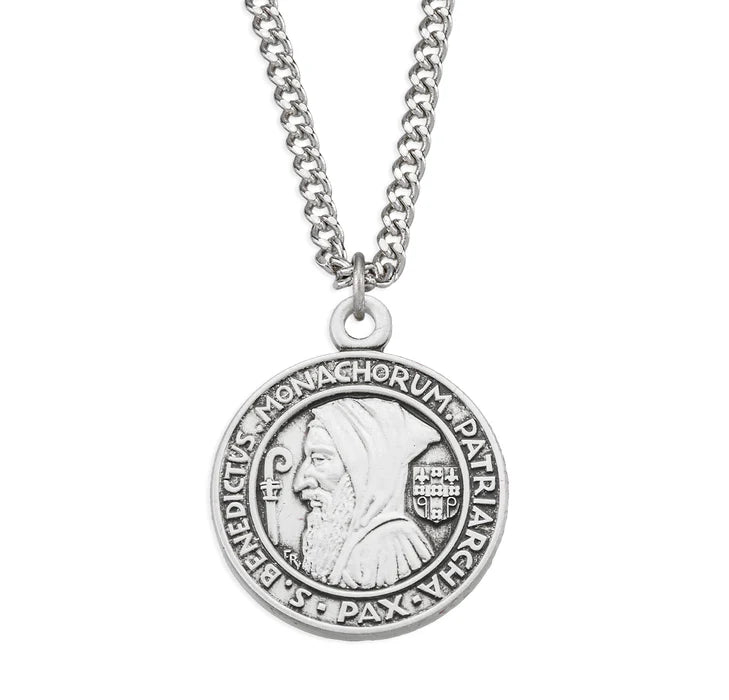 Saint Benedict Round Jubilee Medal in Sterling Silver - ShopCatholic