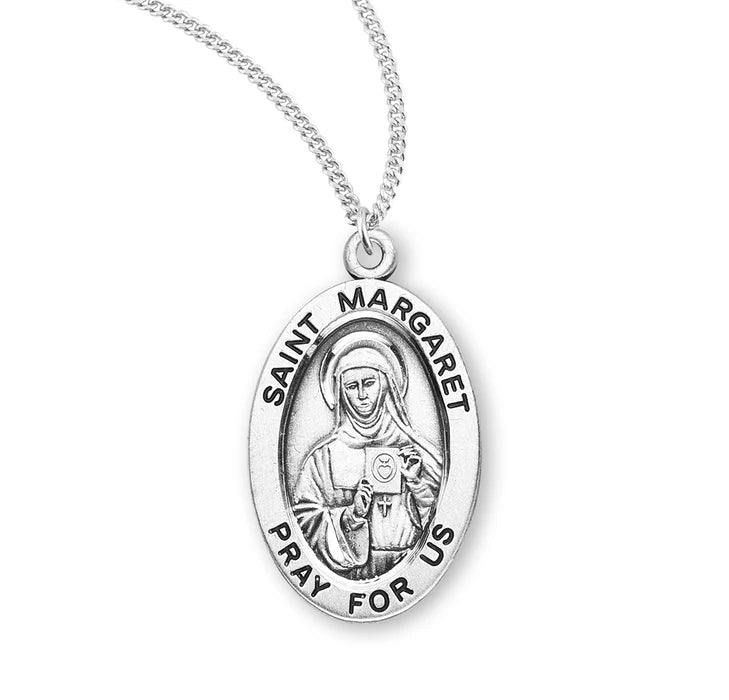 Patron Saint Margaret Sterling Silver Medal Pendant - ShopCatholic