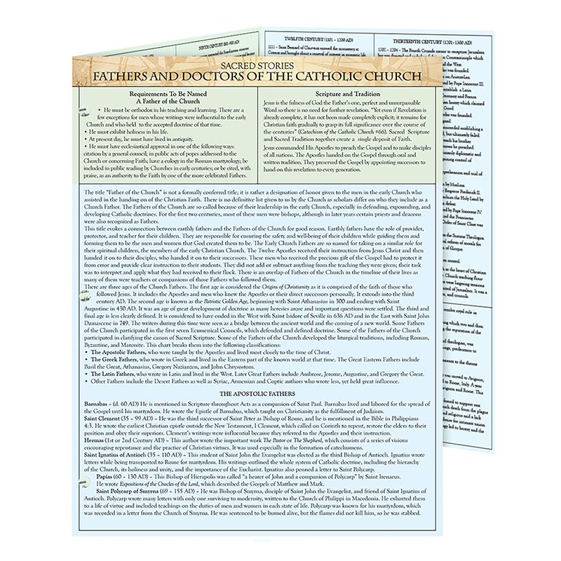 Sacred Stories Trifold Chart - Fathers And Doctors Of The Catholic Church