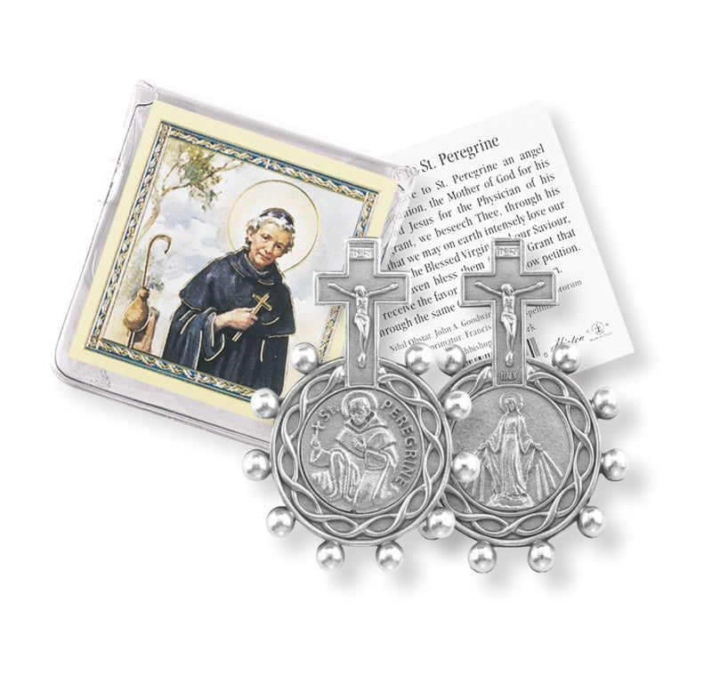 Saint Peregrine Rosary Ring and Prayer Card