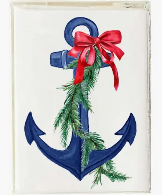 CHRISTMAS BLUE & WHITE ANCHOR BOXED NOTE CARDS