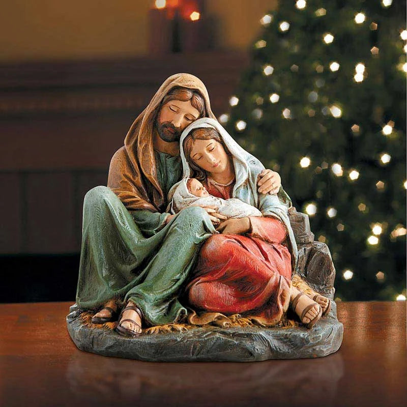 6-inch Catholic Holy Family Christmas figurine for mantel, shelf, tabletop, or prayer space display.