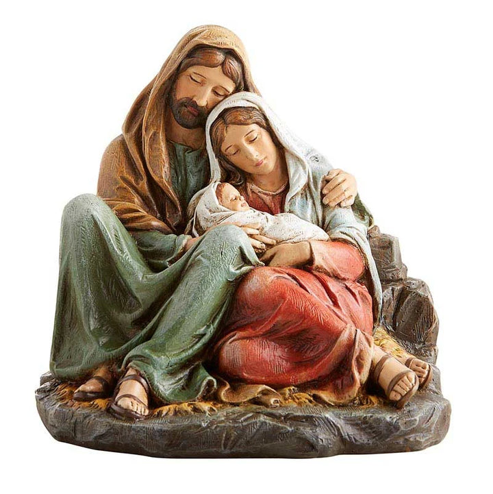 Sleeping Holy Family Figurine by Avalon Gallery crafted from stoneresin in a peaceful Nativity scene.