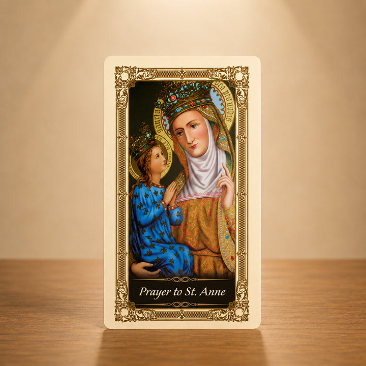 St. Anne Prayer Card with Saint Anne and the young Blessed Virgin Mary