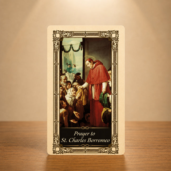 St. Charles Borromeo Catholic prayer card for priests catechists and religious teachers