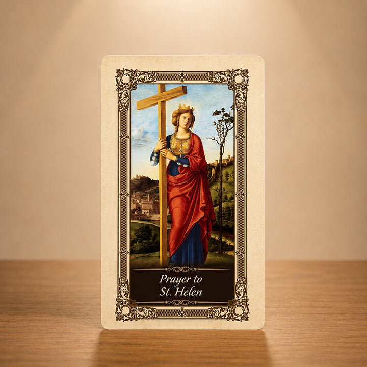 St. Helen laminated Catholic prayer card with Saint Helen holding the Cross