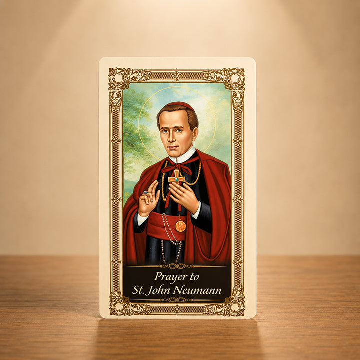 St. John Neumann Prayer Card with sacred artwork of Saint John Neumann