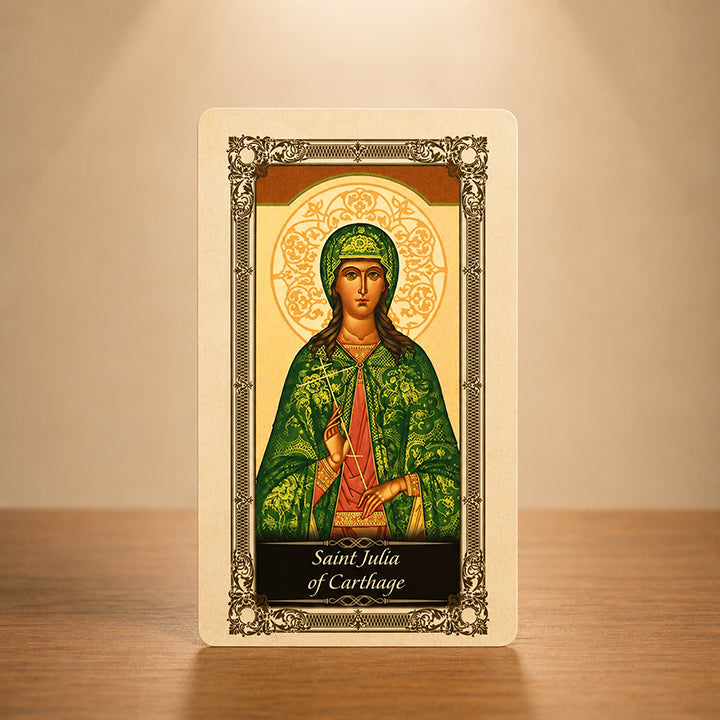 St. Julia of Carthage laminated Catholic prayer card with traditional sacred artwork