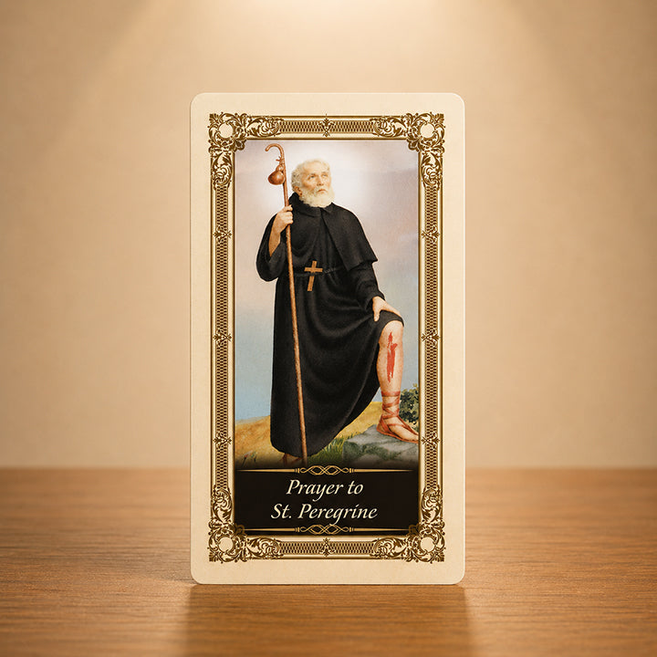 St. Peregrine Prayer Card back with prayer for healing, faith and patience