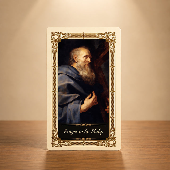 St. Philip laminated Catholic prayer card with Last Supper prayer