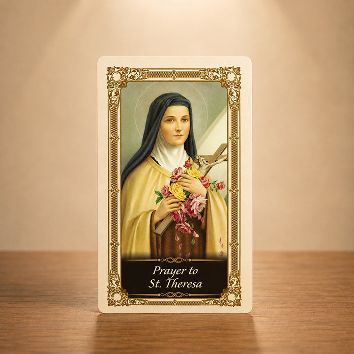 Little Flower prayer card featuring St. Thérèse artwork and devotional prayer