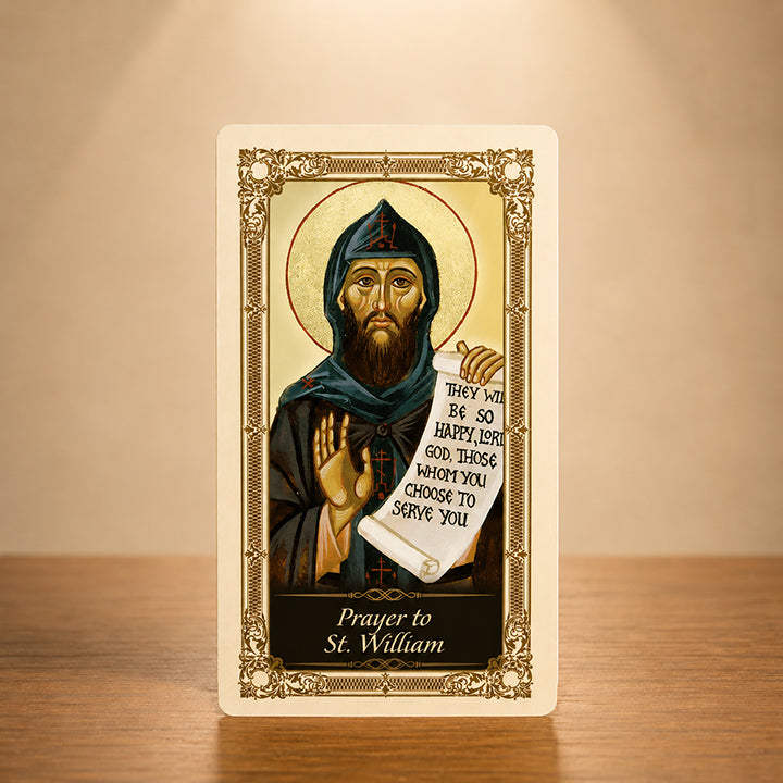 St. William of Vercelli laminated Catholic prayer card with traditional saint artwork