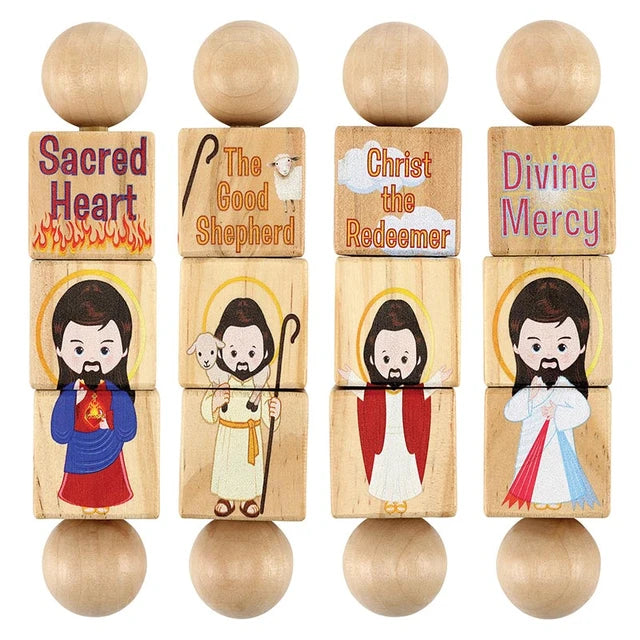 Christ the King Rotating Puzzle – Faith Interactive Wooden Toy (Pack of 4)