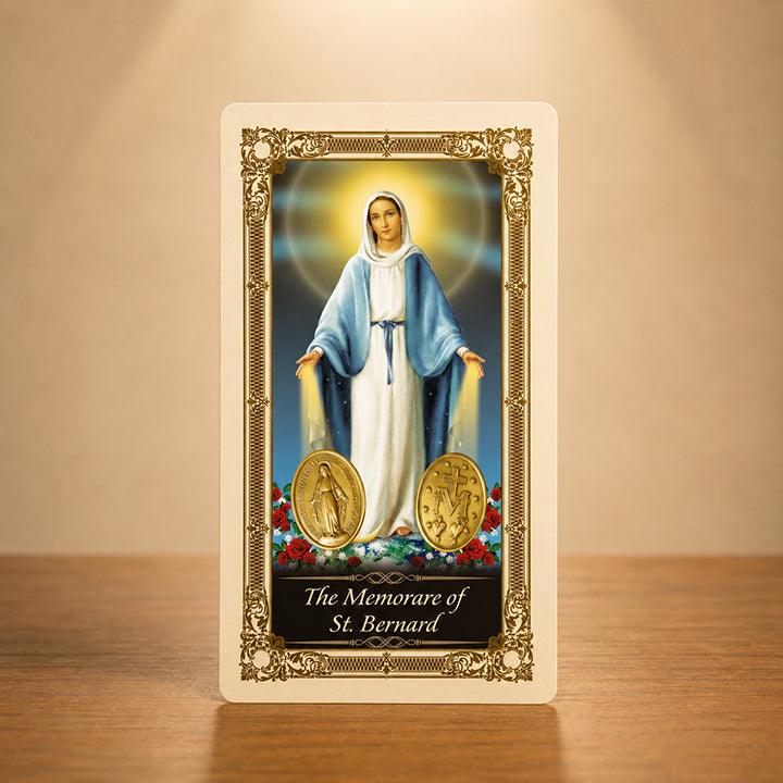 Memorare Prayer Card with Blessed Virgin Mary sacred artwork