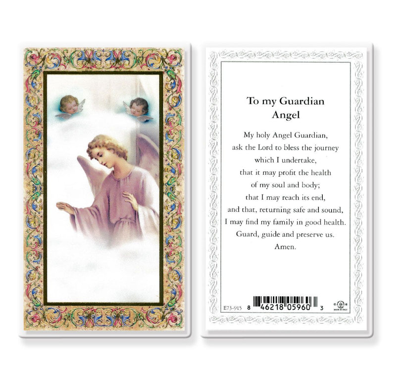 To My Guardian Angel Before a Journey Holy Card