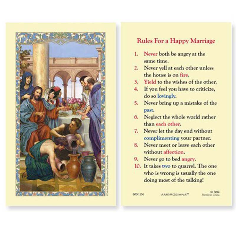 Wedding at Cana (Rules for a Happy Marriage) Holy Card - 25/pk