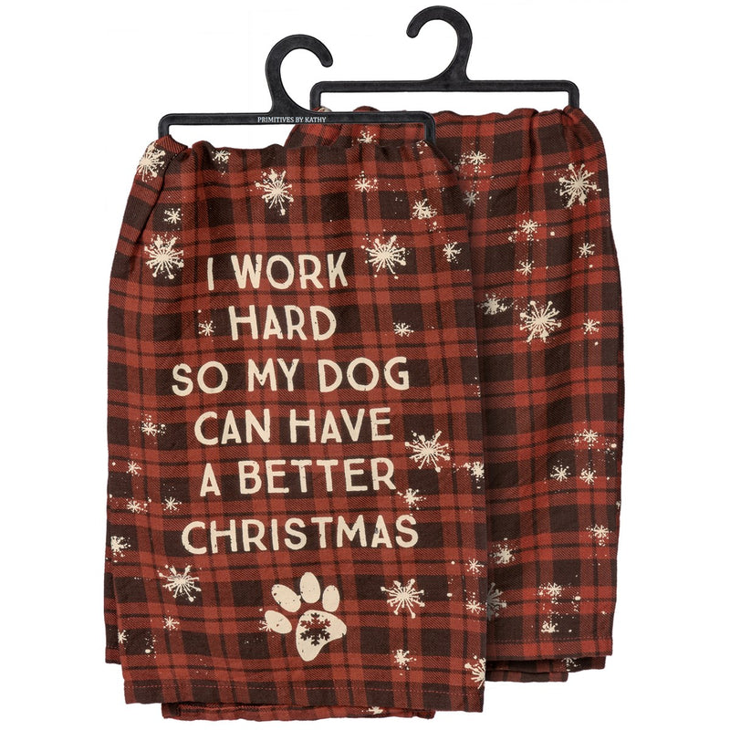 Work Hard So Dog Better Christmas Kitchen Towel (PACK OF 6)
