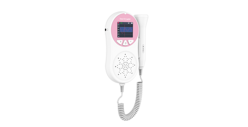 Pocket Fetal Doppler Digits Curve Display Pregnancy Baby Heart Rate Monitor,3Mhz Pink