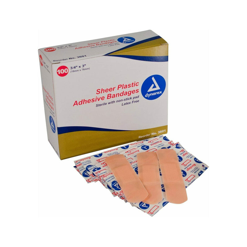 Dynarex Sheer Plastic Adhesive Bandages Sterile - Box of 24
