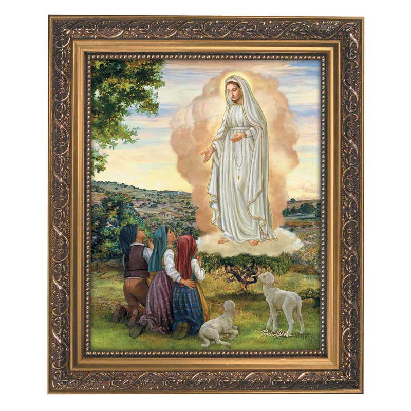 Our Lady of Fatima Ornate Gold Finish Framed Print