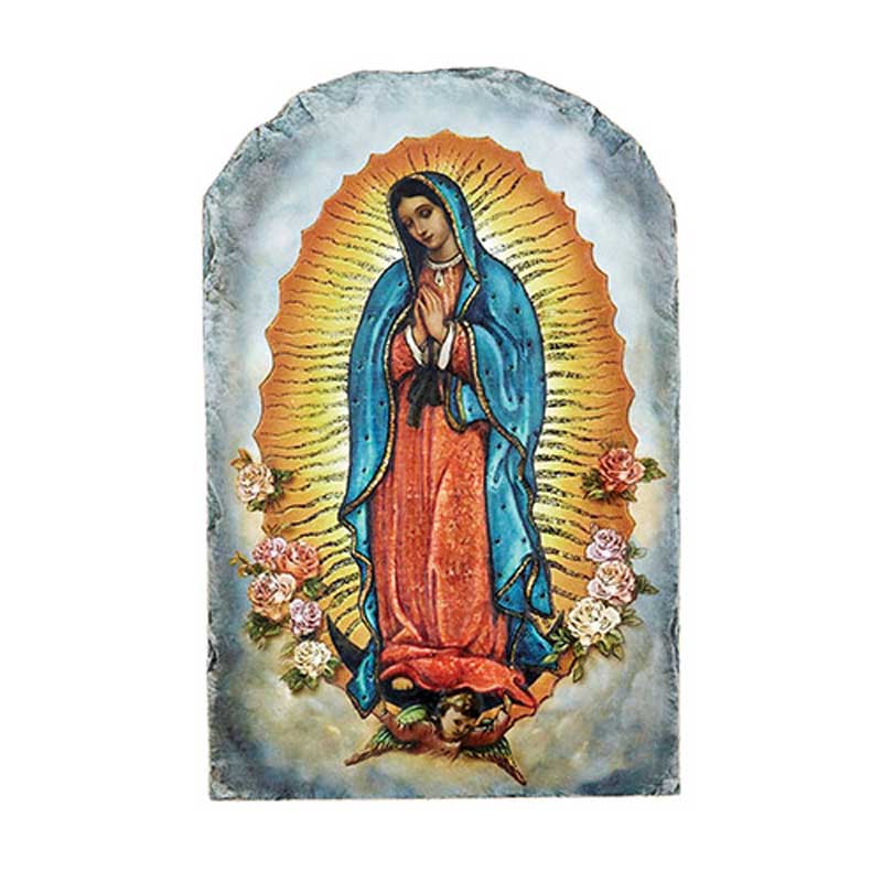 Arched Tile Plaque with Stand - Our lady of Guadalupe