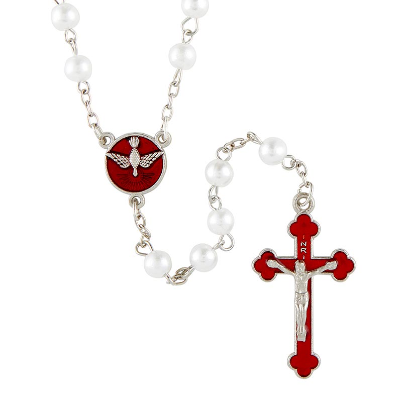 White Confirmation Rosary