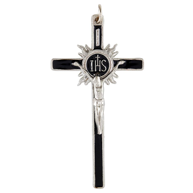Black/Silver First Communion Crucifix Pendant