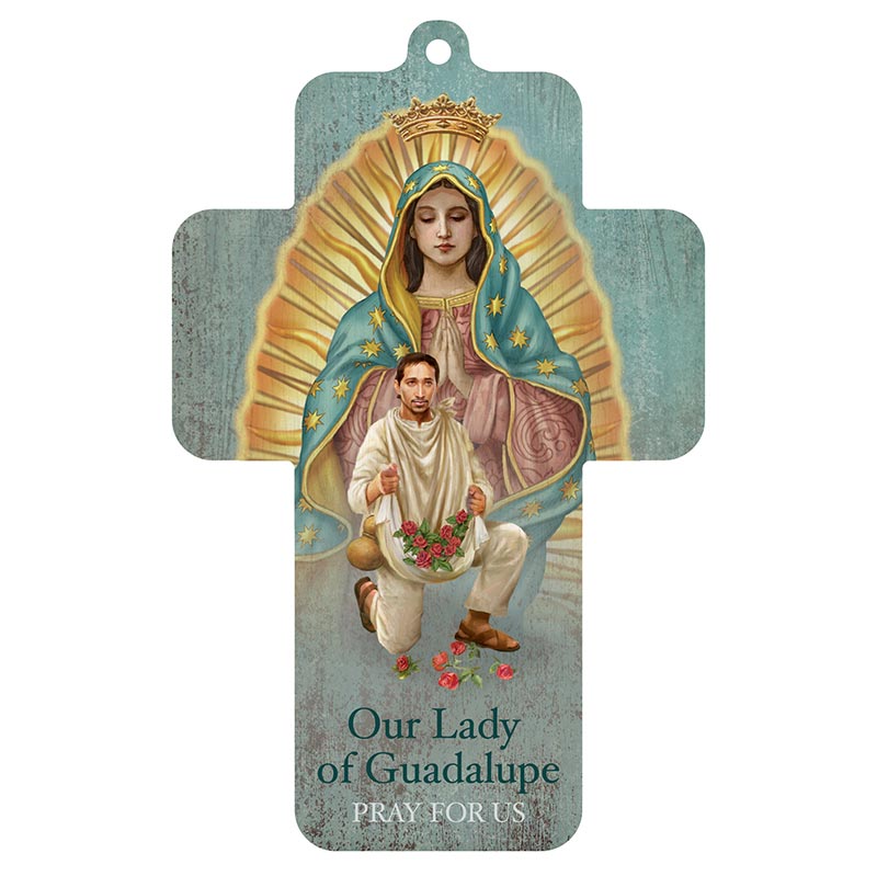 Our Lady of Guadalupe with Juan Diego 5" Wood Wall Cross