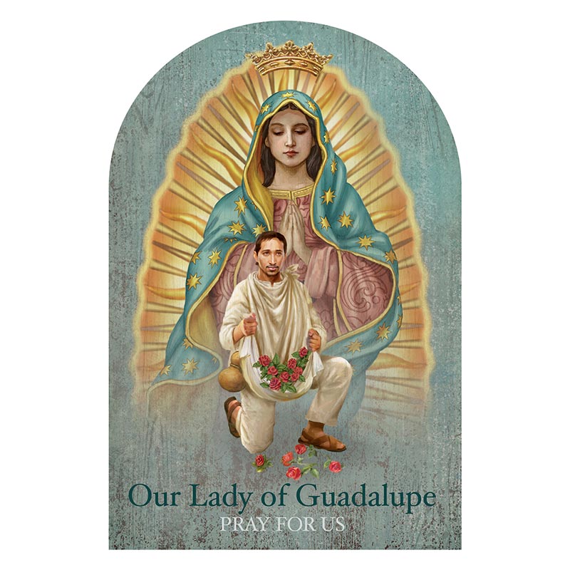 Our Lady of Guadalupe with Juan Diego Arched Desk Stand