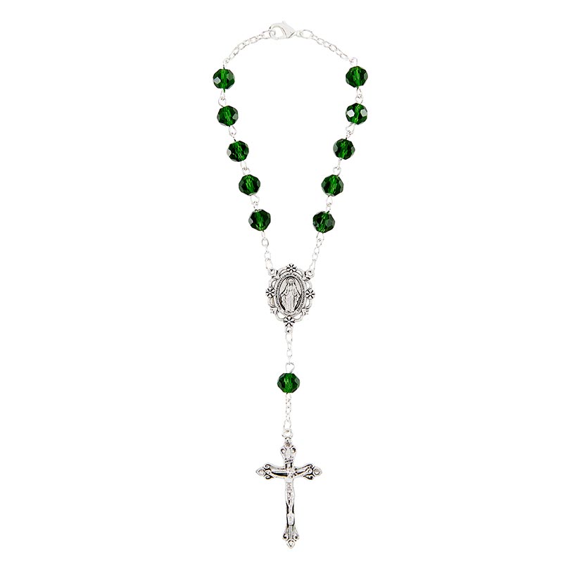Green Crystal Auto Rosary