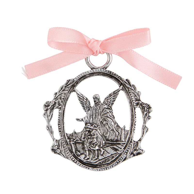 Girl Cross with Guardian Angel Crib Medal Set