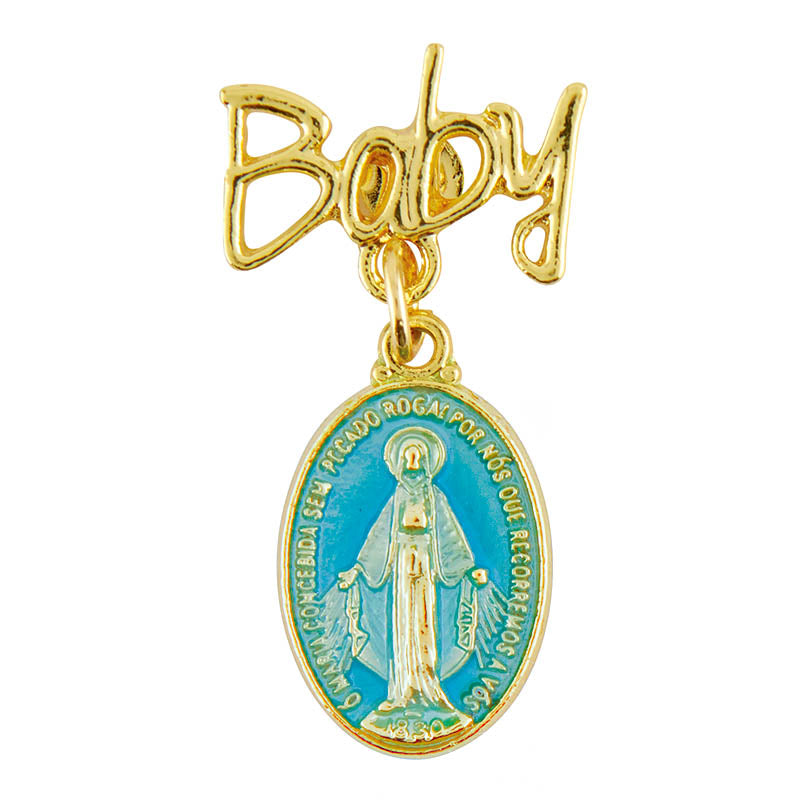 Guardian Angel Crib Medal with Blue Miraculous Pin