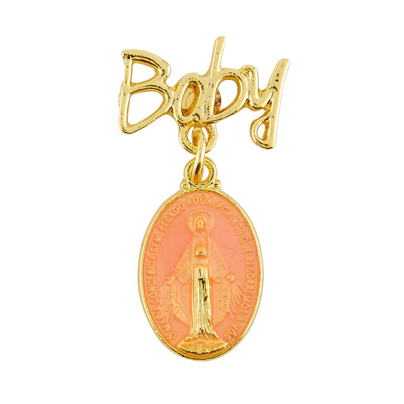 Guardian Angel Crib Medal with Pink Miraculous Pin