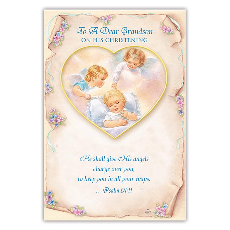 For a Dear Grandson on His Christening - Grandson Christening Card