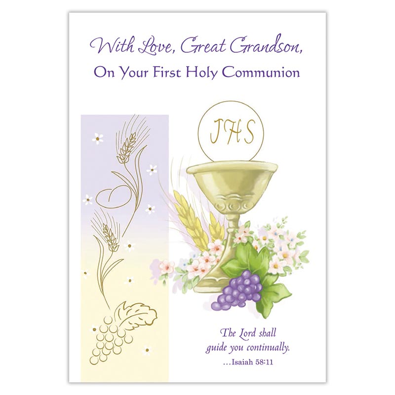 With Love, Great Grandson, On Your First Holy Communion Card