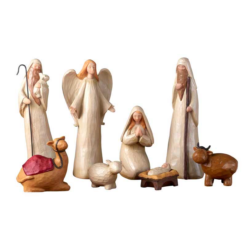 8-pc Wood Finish Nativity Set